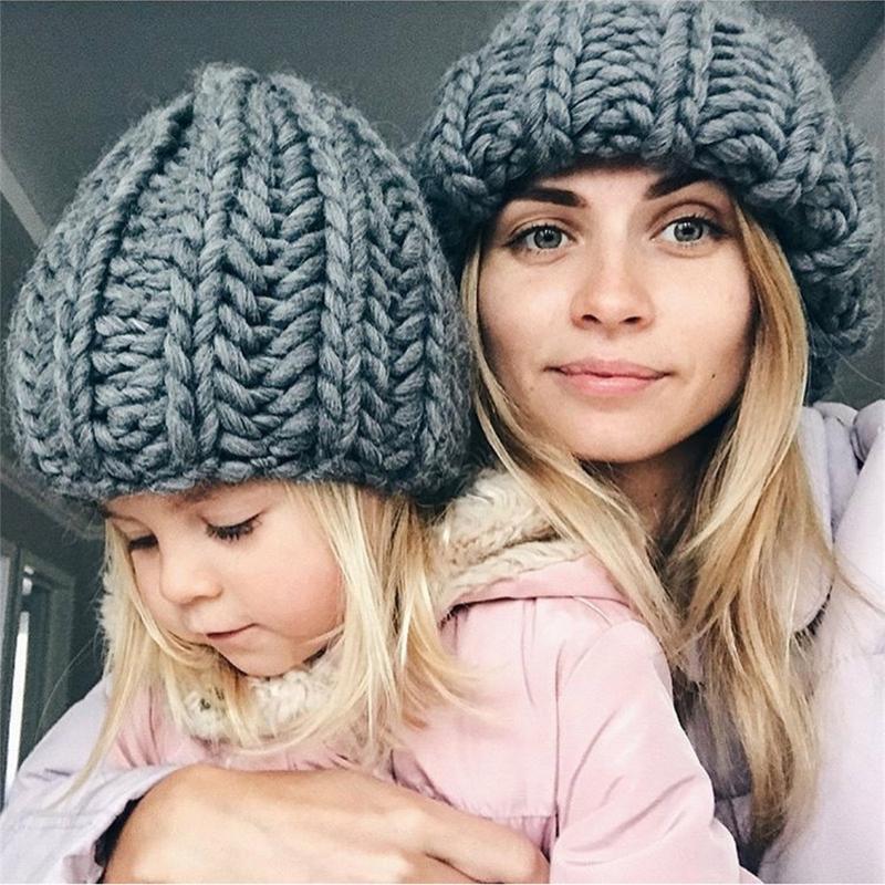 Product Introduction of Winter Knitted Beanies Hat Thick Soft Warm Coarse Large Knitted Solid Hat Female Ice Ski Bonnet Skullies Beanies Hat Cap 24