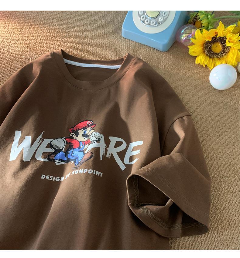 Product Introduction of Short sleeved T-shirt Women's Funny Cartoon Print Couple Summer New Round Neck Loose Men's and Women's Top 3