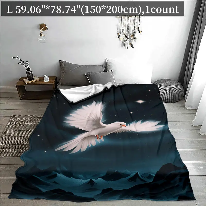 Dove Pattern Blanket, Soft Comfy Throw Blanket, Air-conditioned Room Blanket, Warm Nap Blanket for Home Office Travel Camping 2