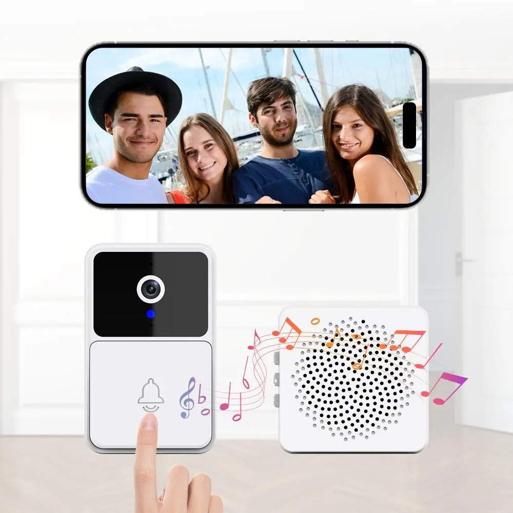 2.4G Wifi Rechargeable Smart Doorbell, HD Wireless Intelligent Visual Intercom Camera Doorbell with Night Vision, Remote Video Call APP Control