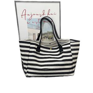 Beg Kanvas, Beg Tote Berkapasiti Besar Wanita, Rekaan Komuter, Ketibaan Baru, Beg Bahu Berjalur, Sesuai untuk Mumia Bags Totebag