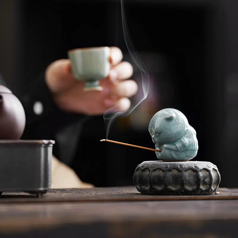 Ceramic Zodiac Incense Burner Incense Holder Rat, Ox and Tiger Rabbit and Dog Shape Horse Pig Chicken Monkey Sheep and Snake Dragon Line Incense Burner Tea Ornaments Ornaments Freshener Aroma Scent Scented Perfume Fragrance
