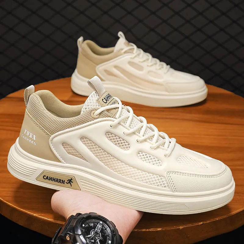 Men's Shoes Spring Breathable Mesh 2025 New Casual Thin Easy Wear Tide Shoes Men's Sports Anti-Slip All-Matching Board Shoes