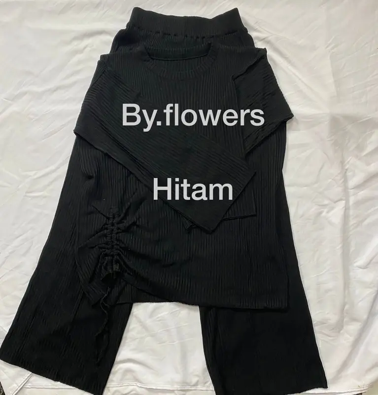 ZIVA KRUTY ONE SET RAJUT OVERSIZE JUMBO LENGAN PANJANG Atasan Baju Celana Kulot Serut Wanita  Setelan Muslim  Dewasa Bawahan Airflow Crinkle 4