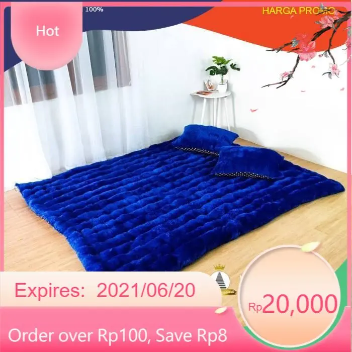 kasur gender bulu rasfur 2 bantal - Biru, 170x140