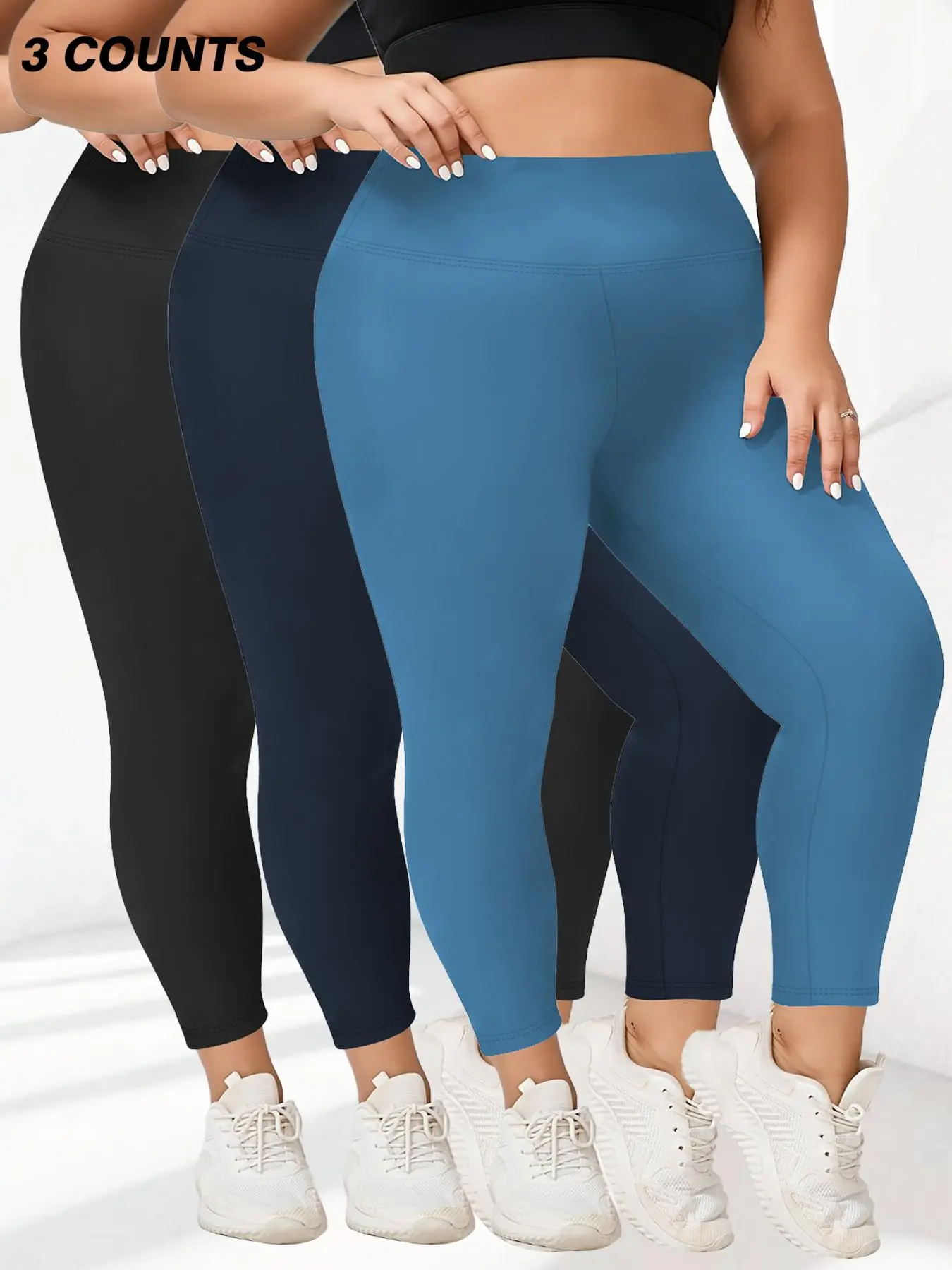 【Plus Size】 Solid High Waist Leggings, Casual Comfy Skinny Pants for Daily Wear, Women's Bottoms for All Seasons