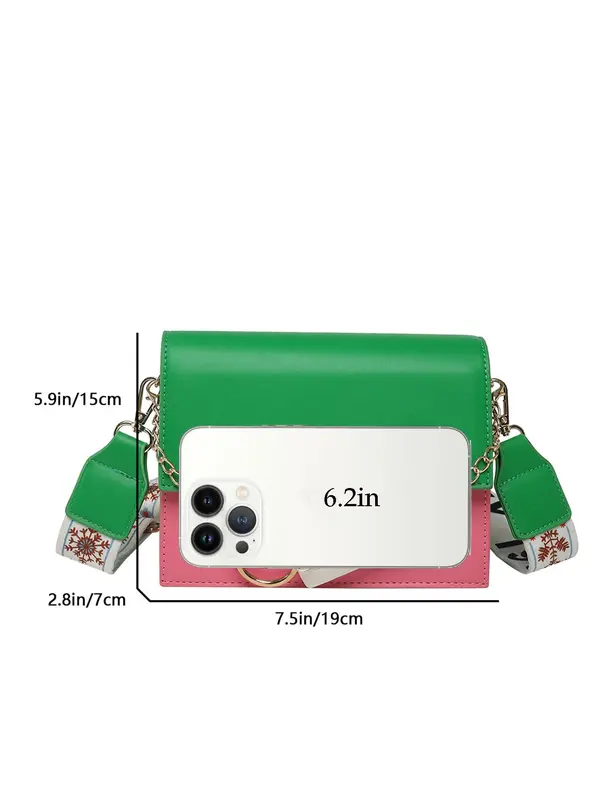 Women's Fashion Faux Leather Crossbody Bag, Stylish Chain Decor Crossbody Bag, Casual Trendy Versatile High-quality Daily Commuting Bag 1