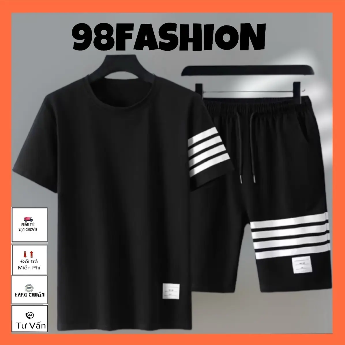 Set Đồ Thể Thao Nam Nữ (Free Size 75kg) Thoáng Khí -Co Giãn -Chất Liệu Thun Lạnh  -4 Sọc