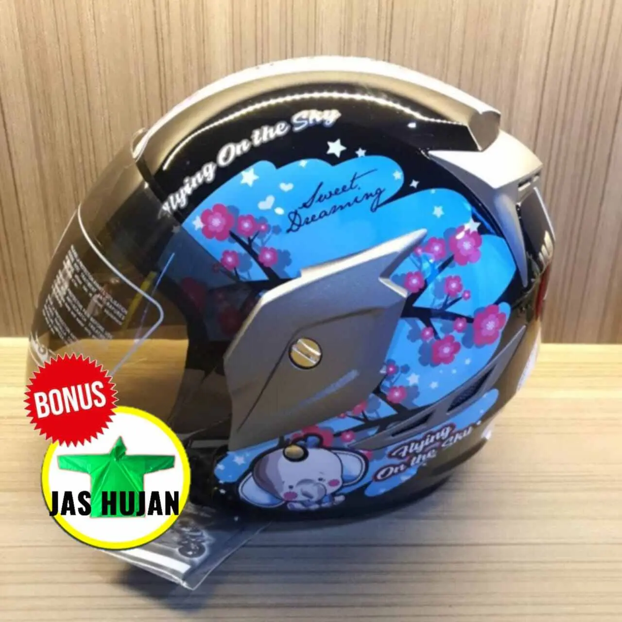 Helm Centro Wanita SNI original garansi anti pecah + bonus jas hujan TIPE A