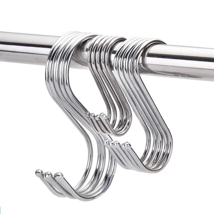 Set Stainless Steel S Hooks Kitchen Towel Hooks Silver Hanging Hook Rack Hanger Holder for Butcher Shop Baking Tools