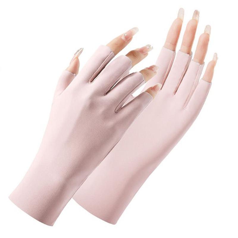 Product Introduction of Summer Ice Silk Half Fingers Gloves Women Breathable Thin Fingerless Gloves Outdoor Riding Driving Gloves Sunscreen Mittens 20
