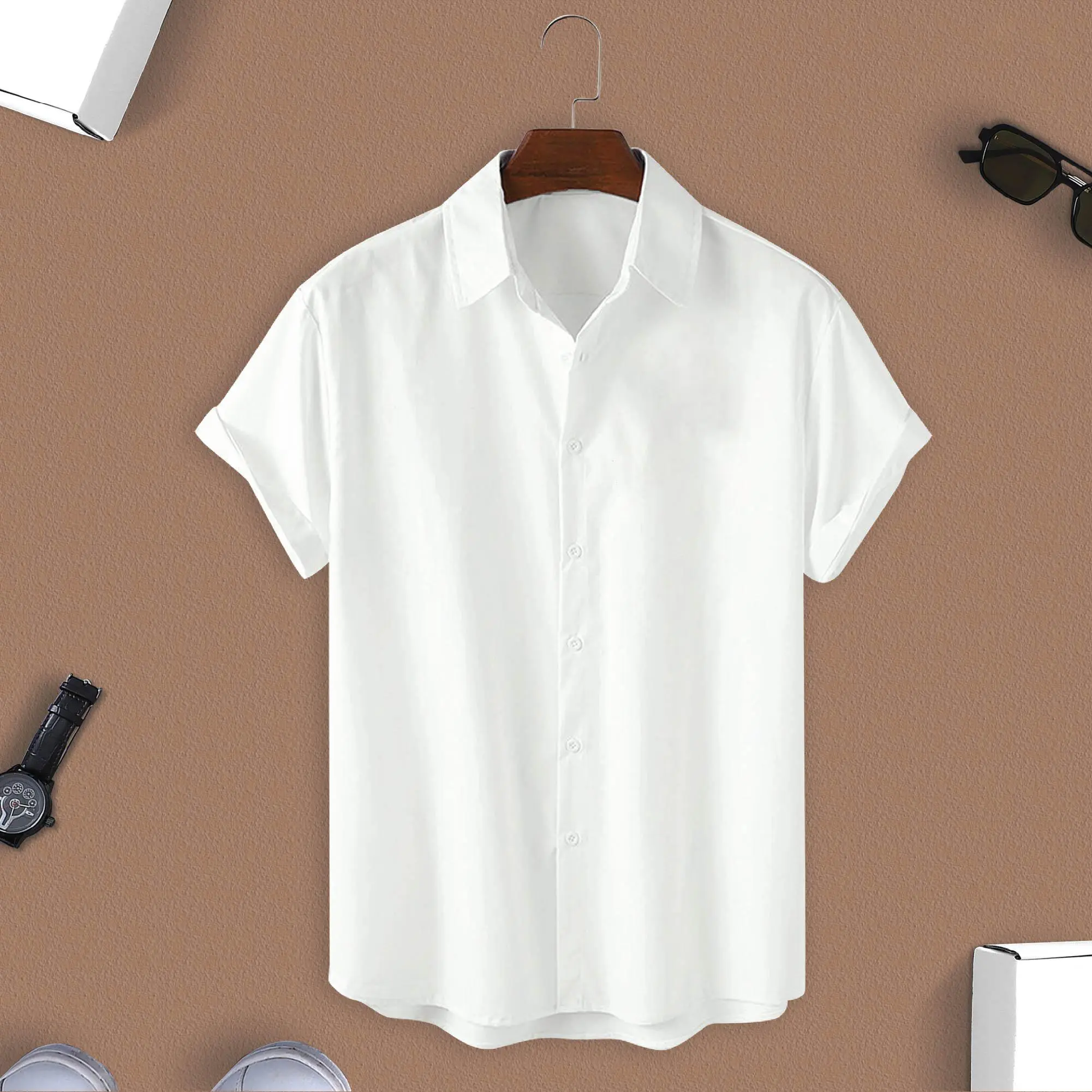 Áo sơ mi Kaki lụa Hàn Quốc nam, nữ cổ bẻ BASIC sang trọng, lịch lãm, thoáng mát Cuban Shirt Menswear