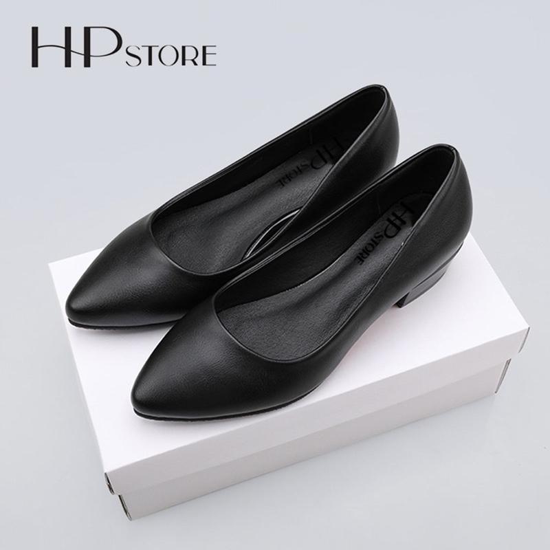Giày Tiếp Viên [DA THẬT] Hàng Không Công Sở Văn Phòng Nữ Mũi Nhọn gót 3CM-4CM HP Store