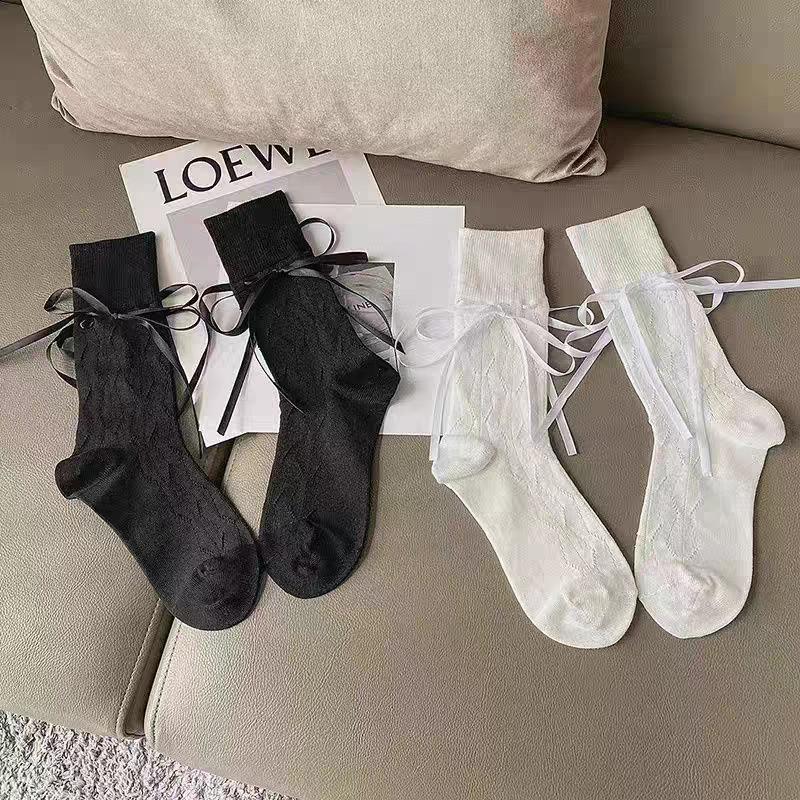 Tất vớ Lolita nữ sinh đính nớ tự buộc chất liệu cotton mỏng phù hợp mùa hè TN200 1