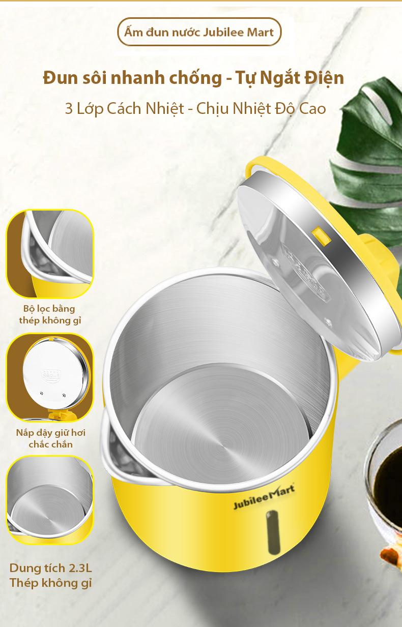 Product Introduction of Ấm Đun Nước Siêu Tốc JubileeMart 3 Lớp Cách Nhiệt Chống Bỏng Inox 2.3 Lít 29