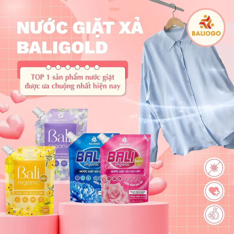 Nước giặt xả cap cấp Bali Gold organic thơm lâu mềm vải an toàn cho làn da nhạy cảm Làm Sạch Kem 1