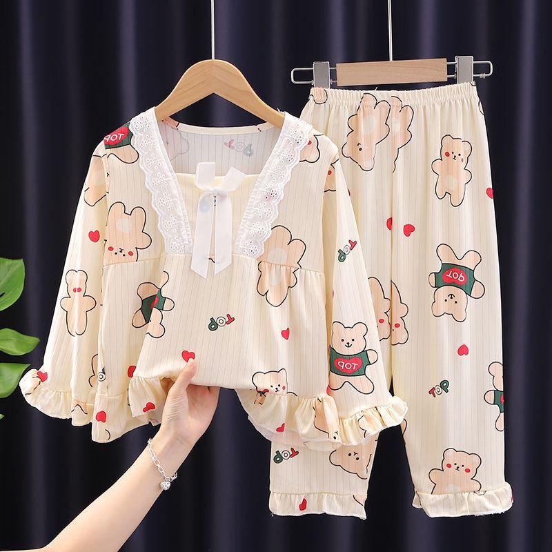 Product Introduction of Đồ Ngủ Trẻ Em, Dài Tay, Phong Cách Công Chúa Hoạt Hình, Cho Bé Gái Và Trẻ Em, Trẻ Em Trung Bình Và Lớn, Thích Hợp Cho Mùa Xuân Và Mùa Thu, Bộ Đồ Mặc Nhà Phòng Điều Hòa Không Khí, 2024 12