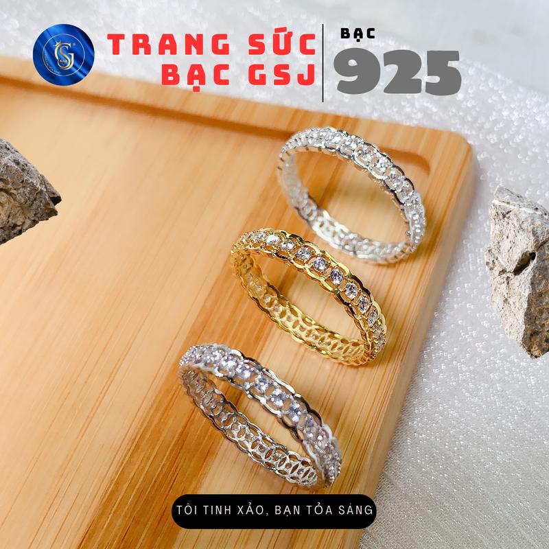 Nhẫn Bạc Nữ  925 Đính Full Đá Trên Full Kim Tiền Tài Lộc May Mắn Đính Đá Tròn Nhỏ Sản Phẩm Sử Dụng Hàng Ngày Không Cần Kiêng Nước - GSJ -  SR1202001