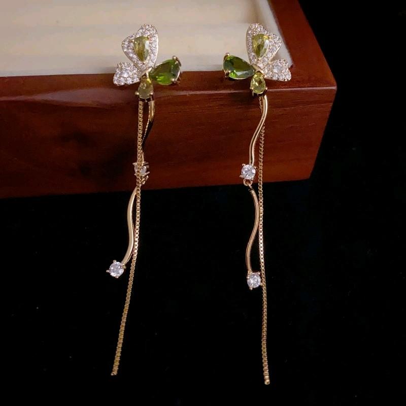  Khuyên Tai Nữ Dài Hồ Điệp Cao Cấp Đính Đá Long Lanh Quyến Rũ  Mạ Vàng 18K 