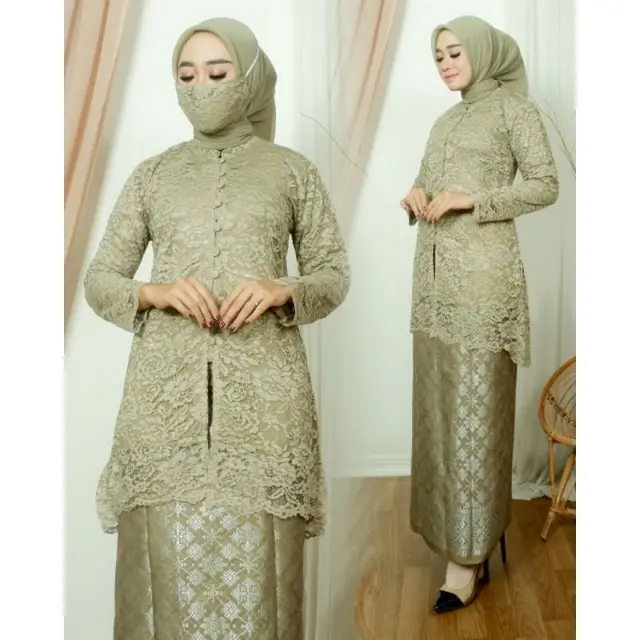 SET KEBAYA TUNIK BROKAT ROK SONGKET LILIT~KEBAYA BRUKAT KANCING~KEBAYA MODEREN~KEBAYA WISUDA~KEBAYA PESTA JUMBO 3L BY BA
