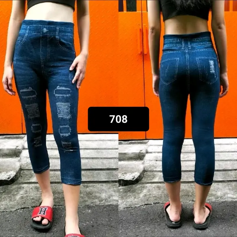 Legging 7/8 ripped jeans/Legging fhashio/legging wanita Celana Nyaman 7