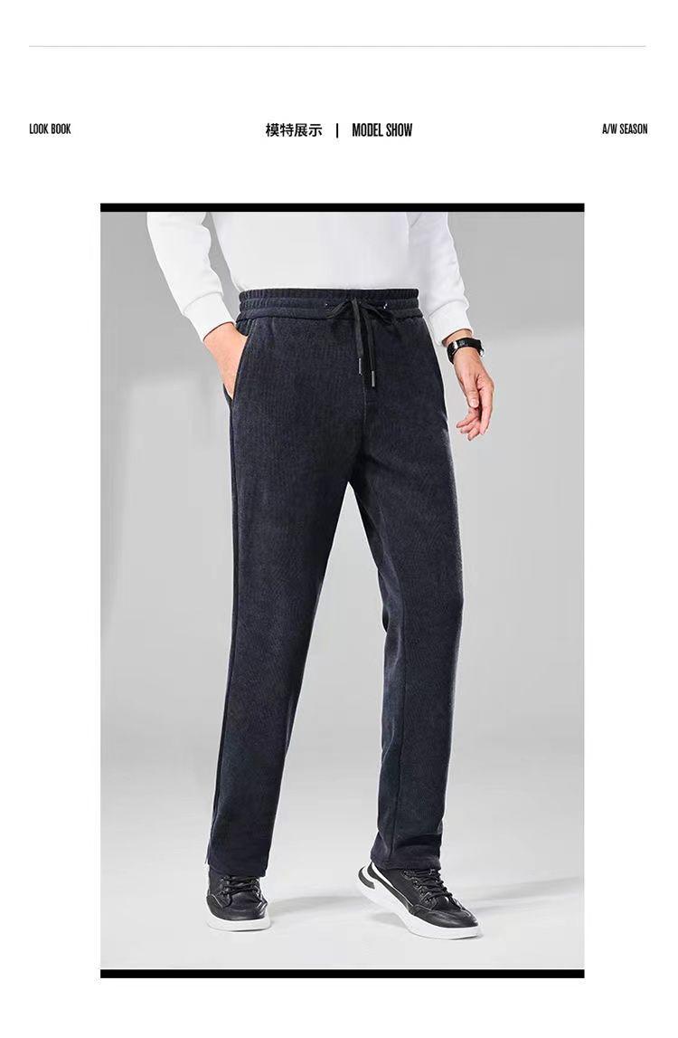 Product Introduction of Quần Dài Nhung Dày Lót Lông Cừu, Dành Cho Nam Giới, Quần Ống Đứng Thường Ngày Dáng Rộng Rãi, Quần Dài, Thích Hợp Cho Mùa Thu Và Mùa Đông, Phong Cách Bố Giữa 9