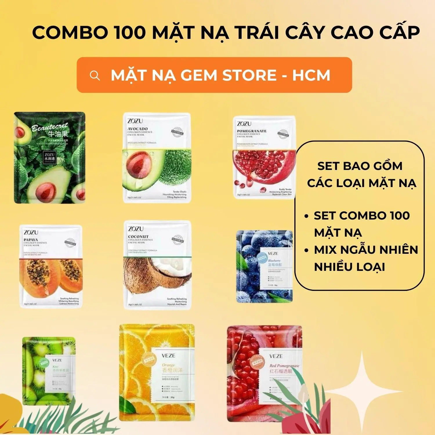 [ Giá Sỉ ]  Set 100 Mặt Nạ Dưỡng Da Tinh Chất B5, HA, Vita. min A, C, E cho Nữ Làm Đẹp Da Skincare Dưỡng Ẩm Da