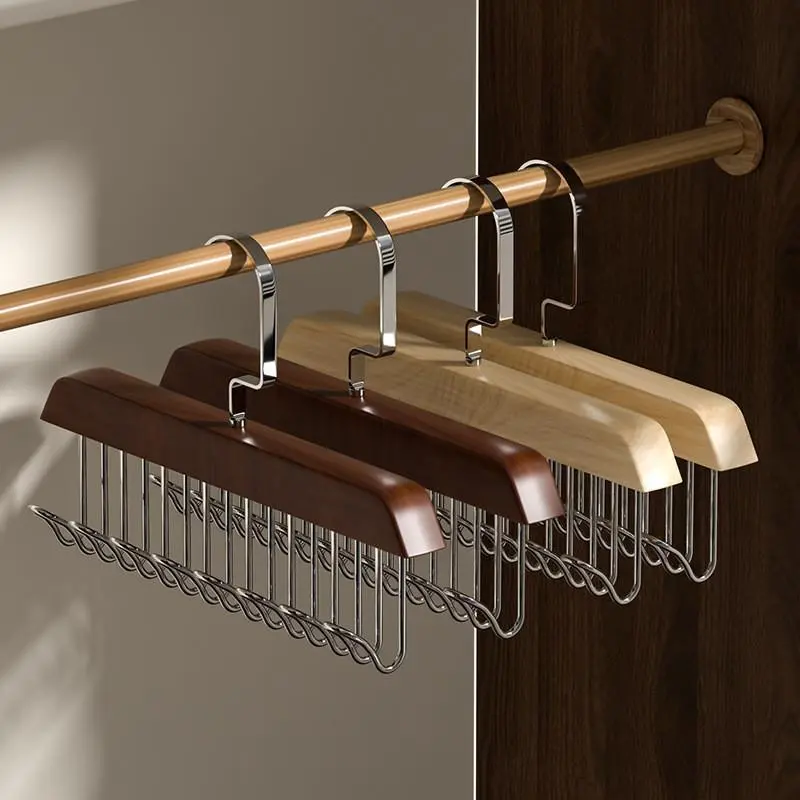 Hanger Kayu Rak Penyimpanan Pakaian Dalam Kamisol Gantungan Baju Anti Slip - Model Terbaru 0