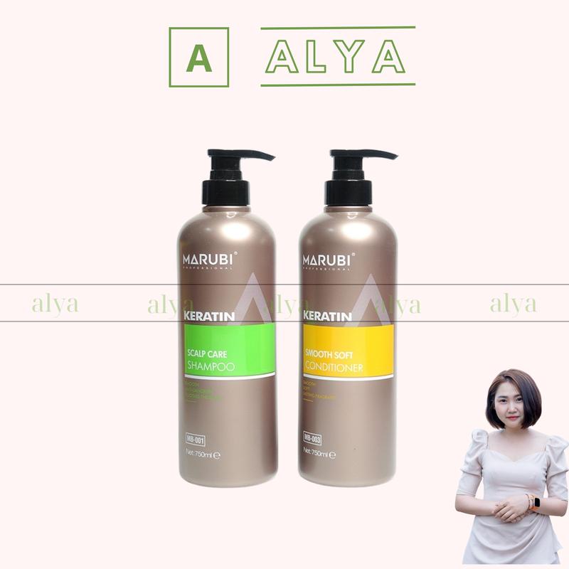 Cặp Dầu Gội Xả Marubi keratin 750ml X 2| Giảm Rụng Tóc Phục Hồi Tóc Khô Xơ Hư Tổn