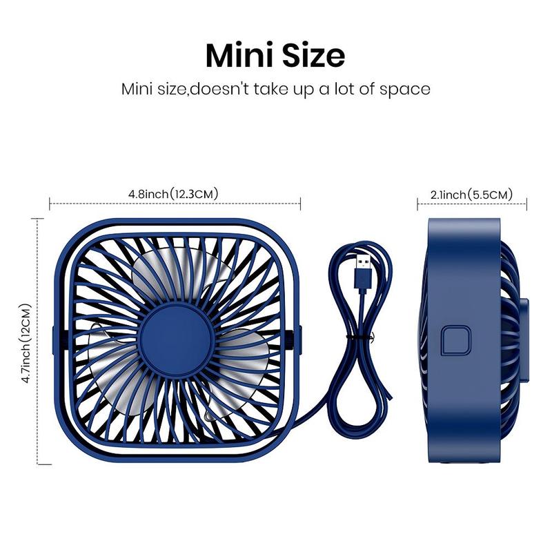 USB Powered Desk Fan, 360° Adjustable Angle Mini Fan, Portable 3 Wind Speeds Desktop Fan, Adjustment Table Fan For Home Office Car 8