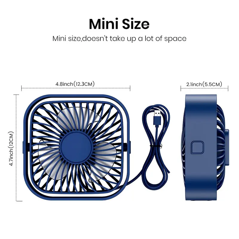 USB Powered Desk Fan, 360° Adjustable Angle Mini Fan, Portable 3 Wind Speeds Desktop Fan, Adjustment Table Fan For Home Office Car 8