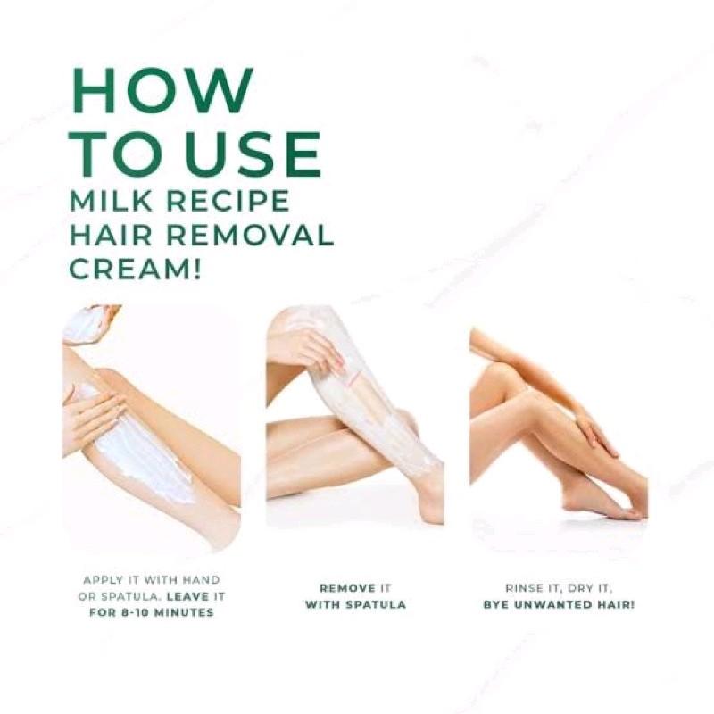 Milk Recipe 3 in 1 Hair Removal Cream krim perontok penghilang bulu tangan kaki ketiak tanpa waxing Organik Niacinamide 5