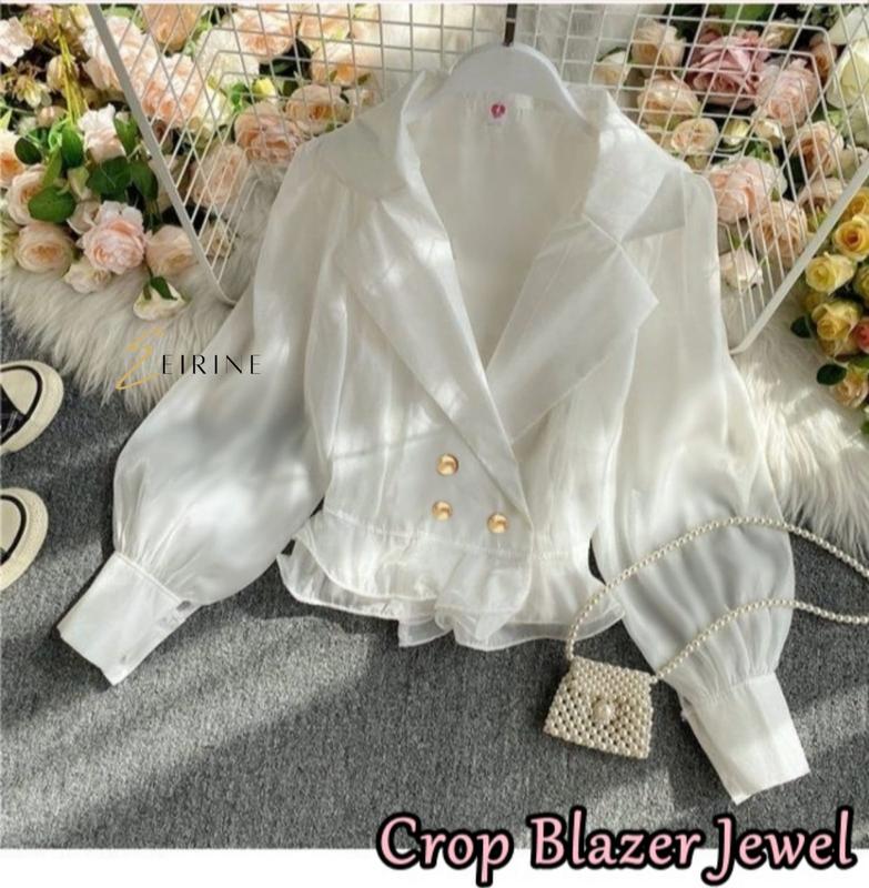 EIRINE FASHION Crop Blazer Jenna Blazer Cantik Ala Korea Terbaru Blazer Model Lengan Balon Fashionable 0