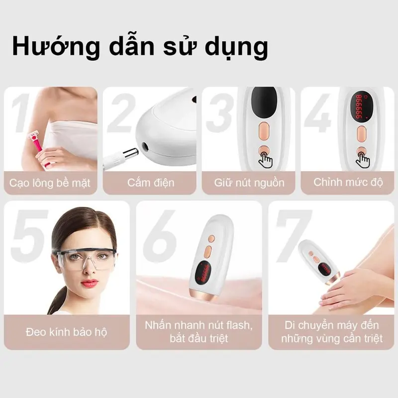 Máy tẩy lông cầm tay IPL TMY-002 hàng chính hãnġ, máy tẩy lông vĩnh viễn toàn thân 2024   Tỉa Lông Women  Máy Cạo Râu Nhổ Lông Cạo Râu Tông Đơ 6