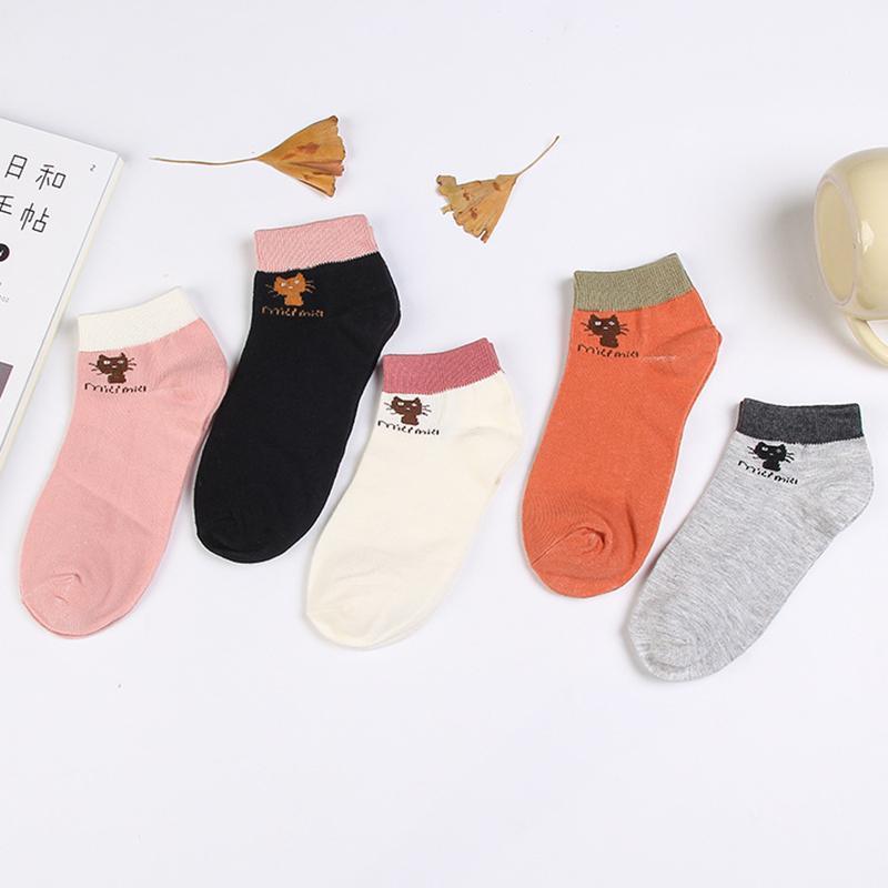 Product Introduction of Strict Selection Of New Spring And Autumn Products Kitten Candy Colors Cotton Women's Boat Socks Breathable 13
