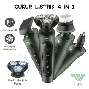 TNW PS6 4 in 1 Electric Shaver Razor Alat Cukur Listrik Nose Hair Trimmer Rechargeable Beard Face Hair Cutter Trimmer Grooming Kit for Men