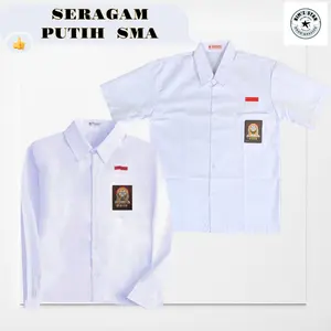 Seragam Sekolah SMA Laki laki Perempuan Baju OSIS Putih Lengan Panjang dan Lengan Pendek Bahan Oxford Bordir