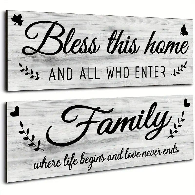 2pcs, Bless This Home and All Who Enter - Family Wall Decor for Home, Bedroom, Living Room, and Entrance - Inspirational Welcome Message for Family and Guests Colorful Decoration