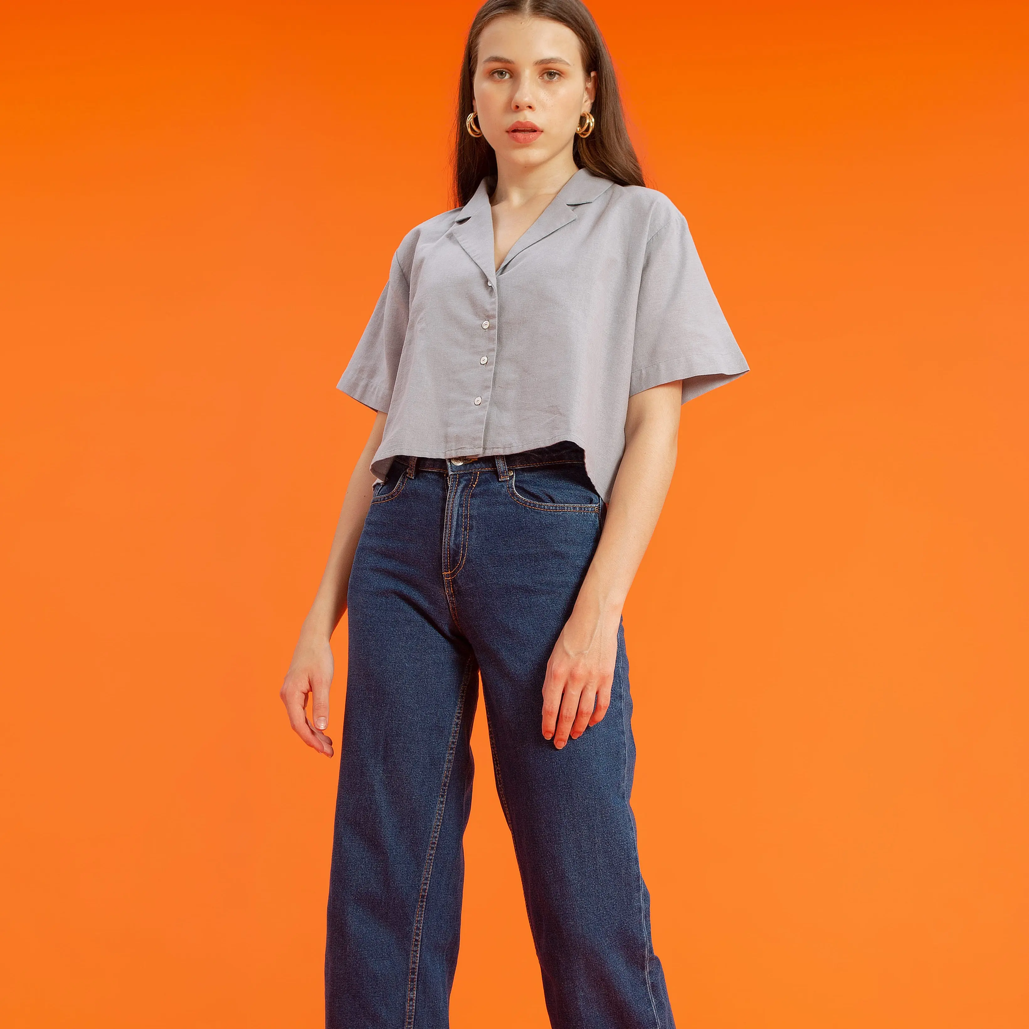 ALEXA CROP TOP Bahan LInen Premium atasan katun