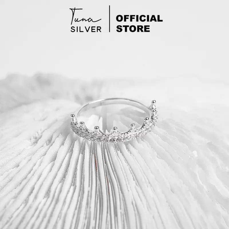 Nhẫn vương miện đính đá cao cấp - TUNA SILVER 4