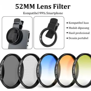 Kit Lensa 52mm Ultra Tipis – Filter Grad Blue & Orange, CPL, ND 2-400 & Star Filter untuk Kamera HP