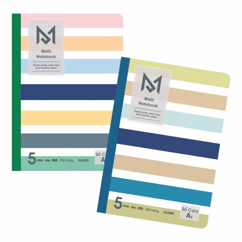  Vở Caro may dán gáy KLONG A4 200 trang 70 76; MS: 988 