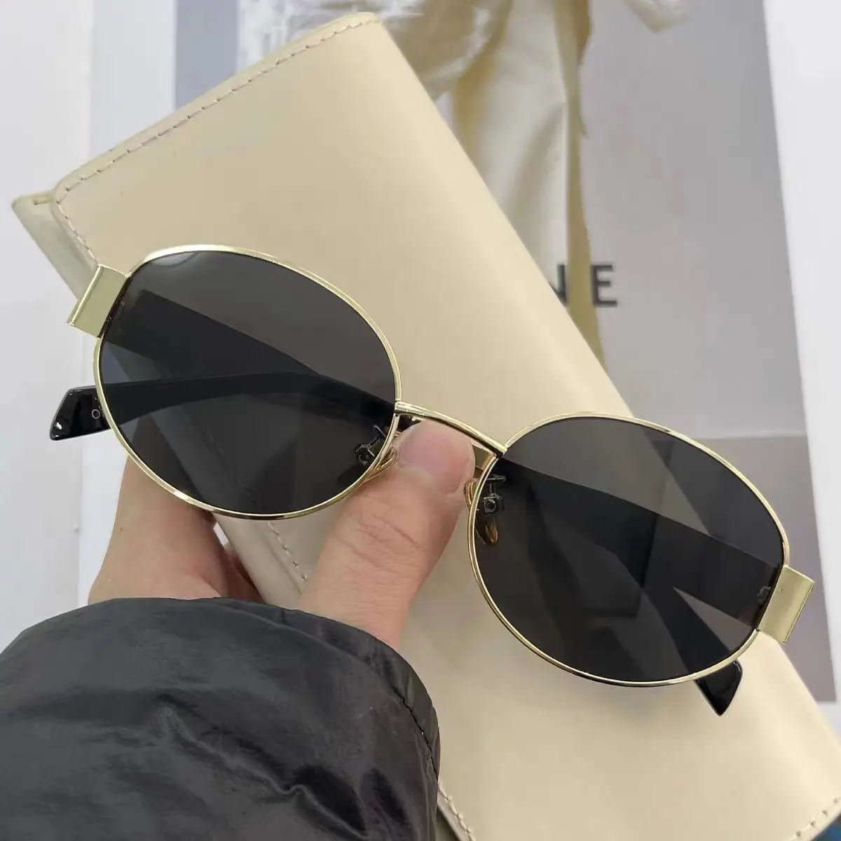 Sunglasses for Women UV Protection 2025 New European and American Cat Eye Oval Frame Sunglasses for Men High-End Feel