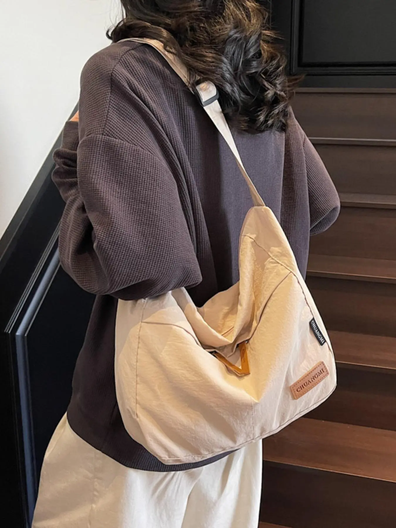 Women's Solid Color Crossbody Bag, Fashionable Lightweight Bag with Adjustable Strap, Casual Versatile Shoulder Bag for Daily Work, Holidays, Shopping