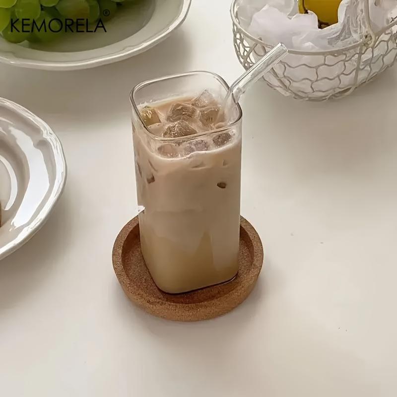 Product Introduction of Portable Drinking Cup, 4/6 Counts Unique Rectangular High Borosilicate Glass Mug with Lid and Straw, Durable Shatter-resistant and Versatile for Hot Or Cold Beverages, Perfect for On-the-go Use,  Kitchen Gadgets 7