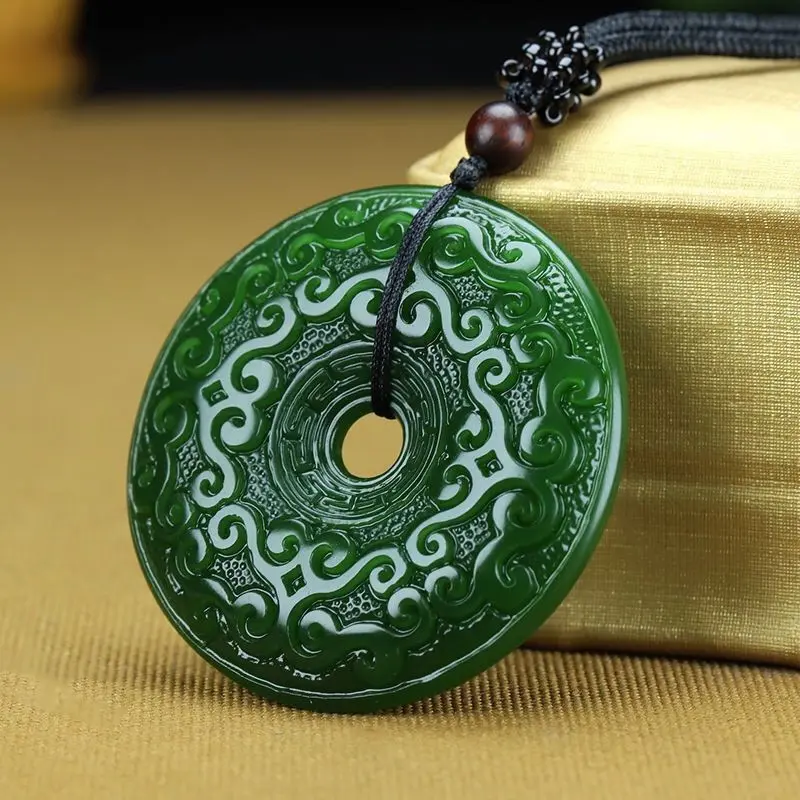 [Chubby Family] Xinjiang Hetian Yuping Safety Buckle Pendant Jasper Double-Sided Carving Ruyi Xiangyun Simulation Yuping Buckle Pendant Necklace Xinjiang Hotan Jade Jade Peace Buckle Pendant Jasper Double Sided Carving20241030