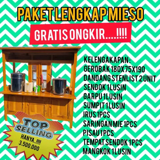gerobak bakso gerobak mie ayam gerobak bakso 2 tungku gerobak kayu  gerobak bakso murah gerobak mie ayam dan bakso 0