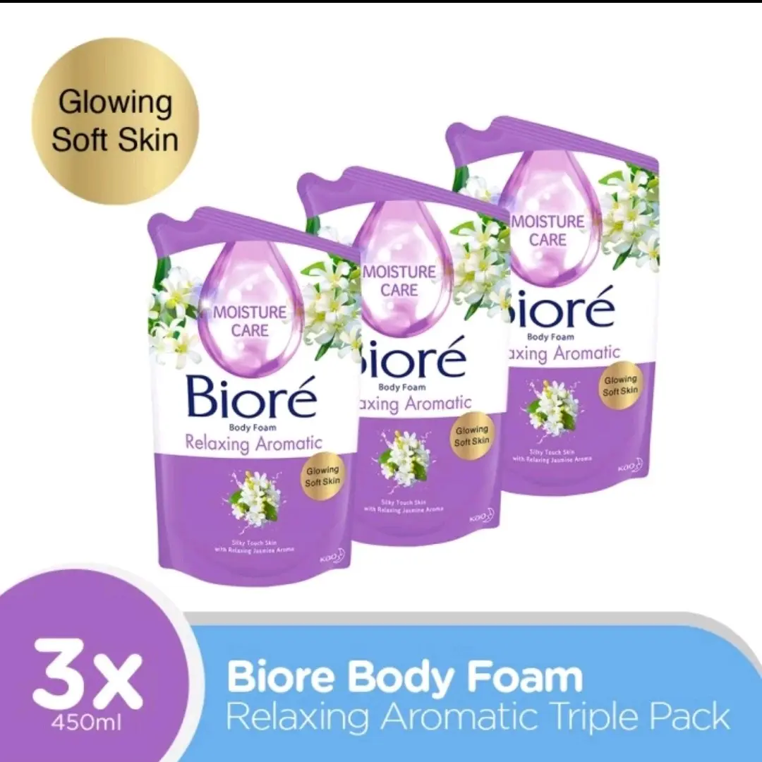 Paket 3 pouch Biore Relaxing aromatic 380/400 ml Cair Mandi