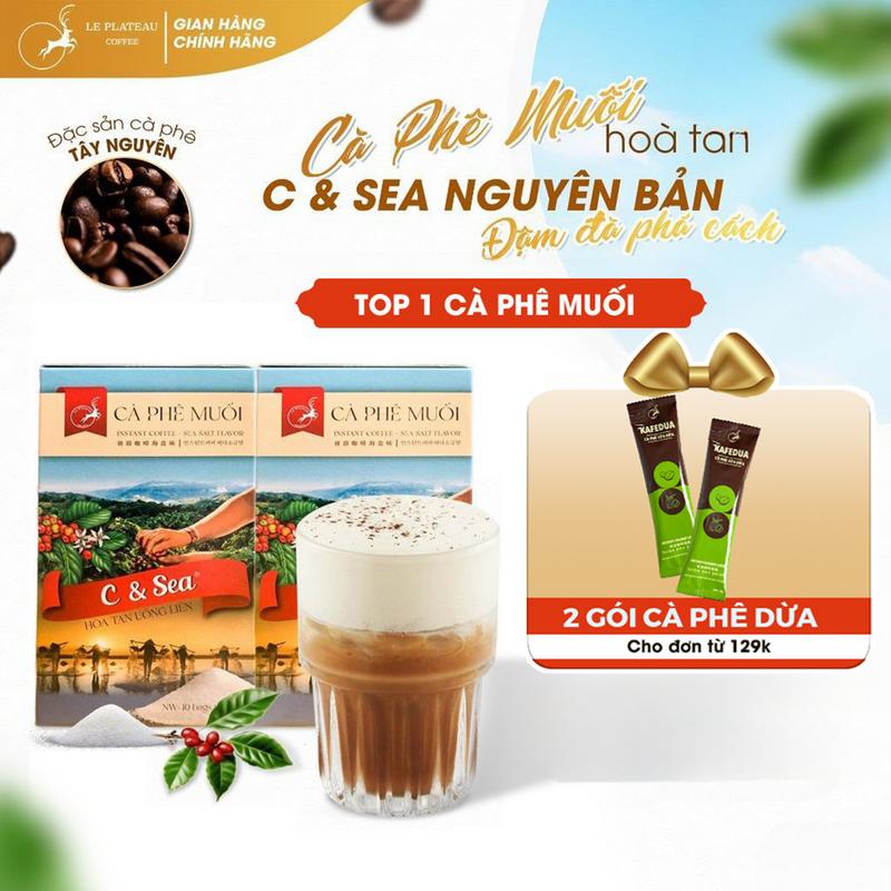 Combo 2 hộp Cà Phê Muối Chuẩn Vị Huế  ,Cafe Hữu cơ ,thơm ngon đặc biệt , cà phê hòa tan tiện lợi, Le Plateau Coffee