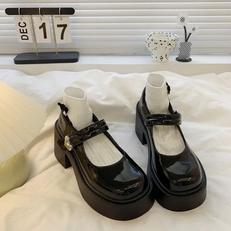 (From To Lui Size) Giầy BúP Bê Mary Jane Lolita đế cao 7cm Chất da bóng siêu êm (Hànhqc fullbox) cho Nữ - Shoes 1